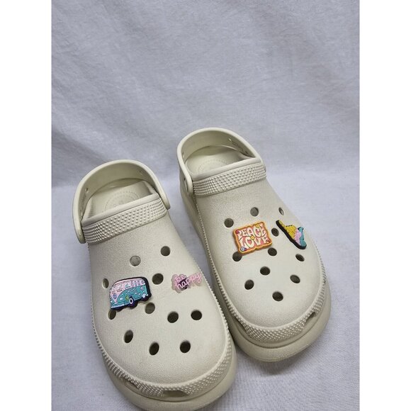 CROCS Classic Crush Clog Bone Tan Slip On Platform Sandal Women's Size 7/ Mens 5 - Picture 15 of 16